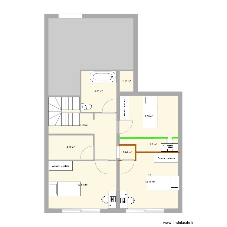 RDC Mutualité etage actuel. Plan de 10 pièces et 78 m2