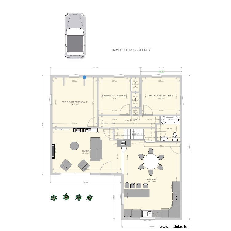 RDC KIKA 2. Plan de 10 pièces et 90 m2