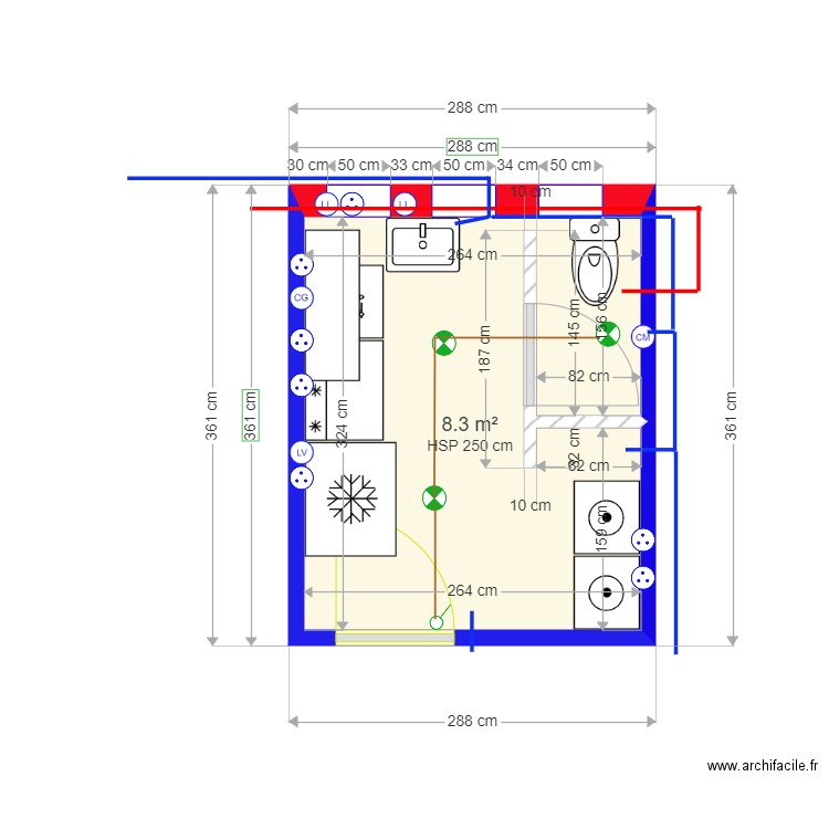 PIECE 5 matrice ALTERNATIVE WC PMR. Plan de 0 pièce et 0 m2