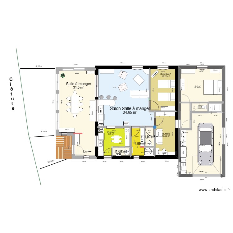 orouet plan maison  agrandissement GARAGE. Plan de 14 pièces et 196 m2