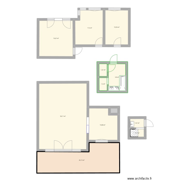 Wolubilis v1. Plan de 12 pièces et 124 m2