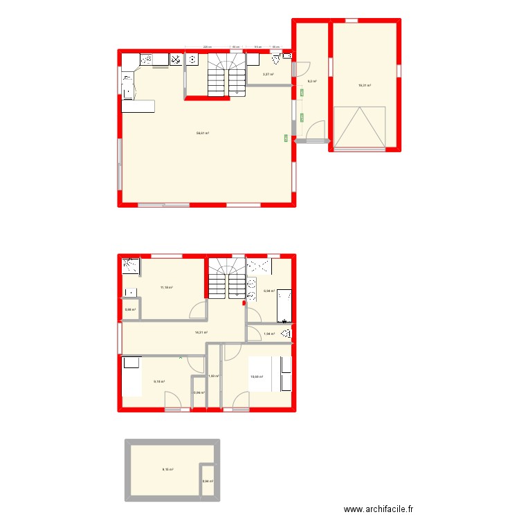 maison 4. Plan de 15 pièces et 157 m2