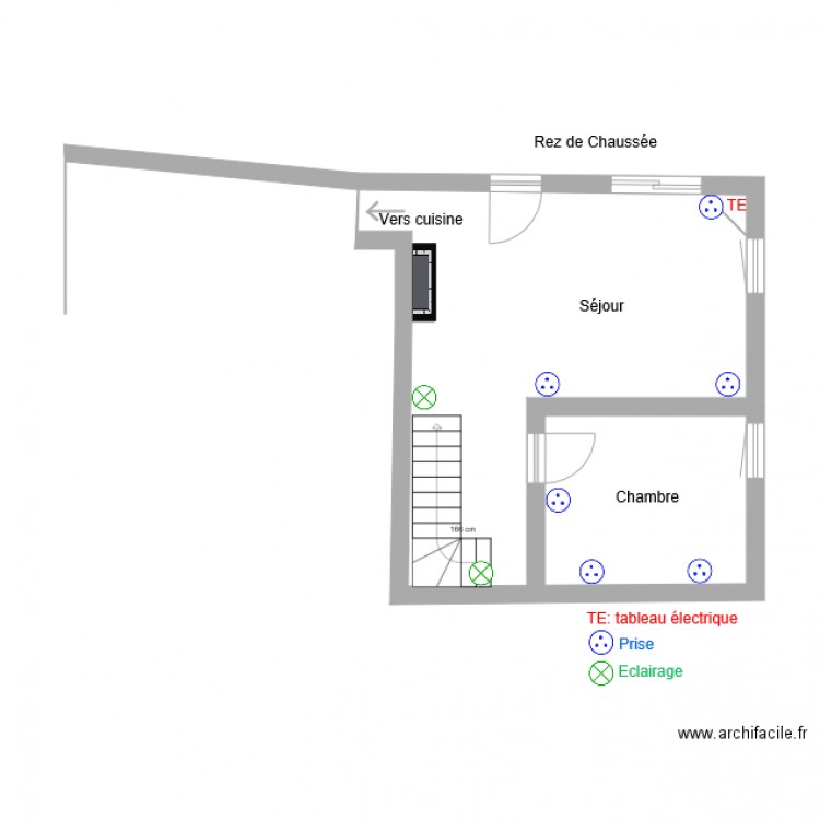 Petite Maison le V    R d C   Electricité. Plan de 0 pièce et 0 m2