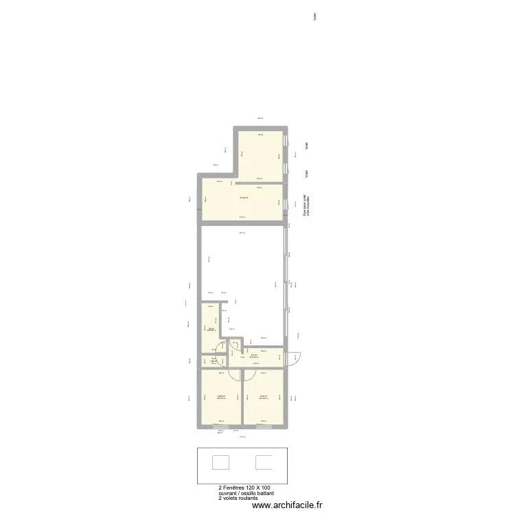 PROJET CAILLE - VUE DESSUS + COTE surface habitables. Plan de 
