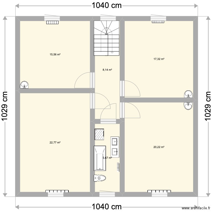 Eghezee Etage Avant. Plan de 6 pièces et 90 m2