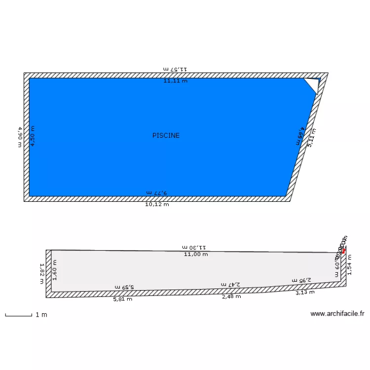 PLAN ET COUPE PISCINE Echelle 1/100. Plan de 