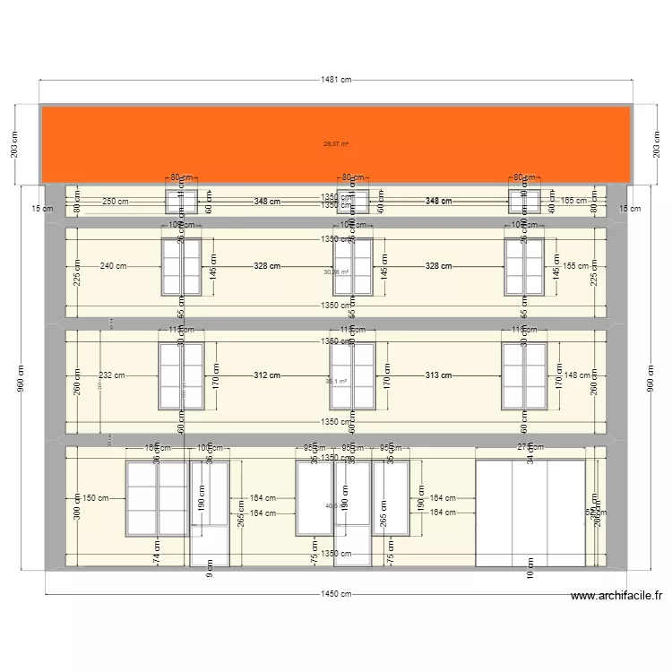 Ouroux 300m2 face nord actuel. Plan de 