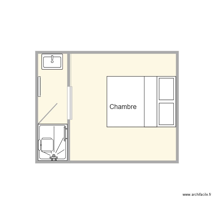 plan après travaux Coutin. Plan de 2 pièces et 11 m2