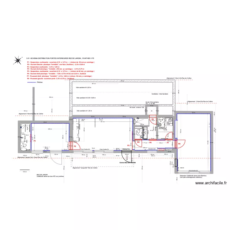 3.01 -SCHEMA DISTRIBUTION ¨PORTES INTERIEURES REZ DE JARDIN 1/75. Plan de 3.01 -SCHEMA DISTRIBUTION ¨PORTES INTERIEURES REZ DE JARDIN 1/75. Plan de