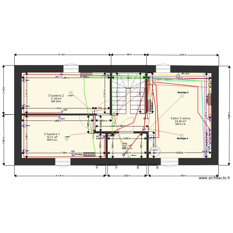 1 er etage plan vide Electricite version 5 (hotte)et chauffage sc. Plan de 0 pièce et 0 m2