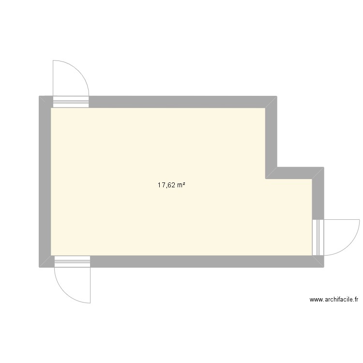 Piece 216. Plan de 1 pièce et 18 m2