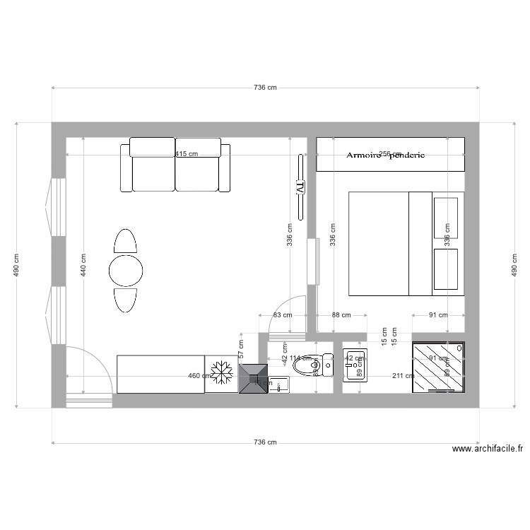 studio 1er etage droite. Plan de 0 pièce et 0 m2