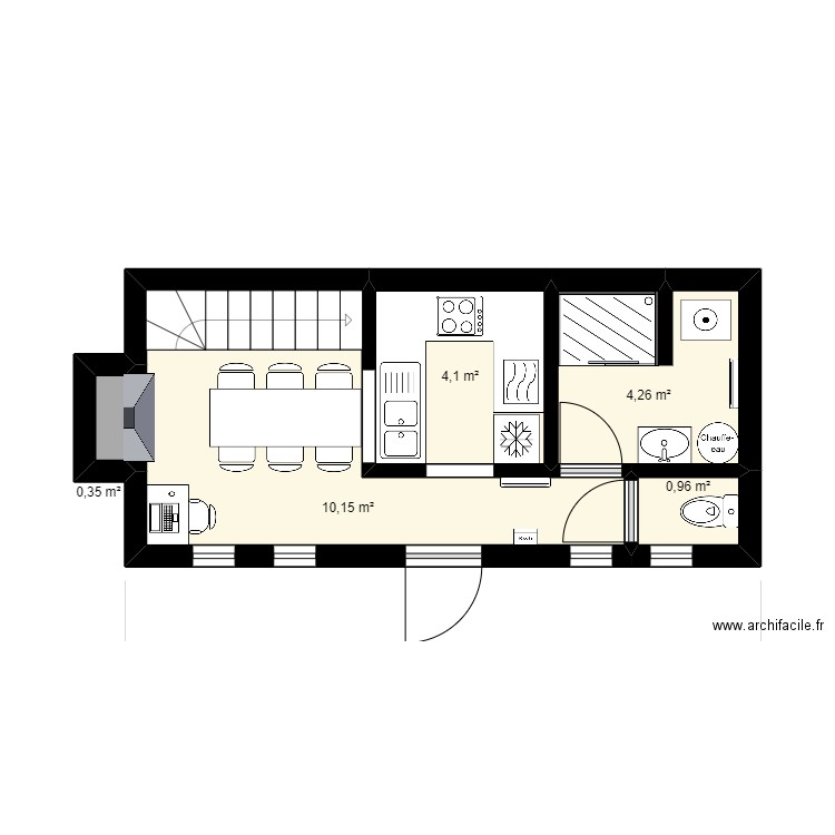 Mini studio. Plan de 11 pièces et 41 m2