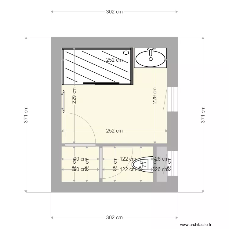 court projet salle de bain. Plan de 