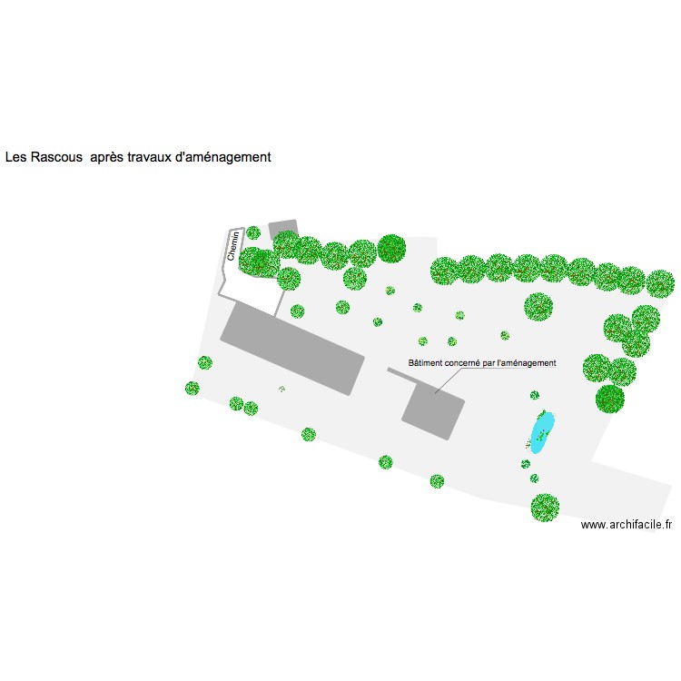 Plan de masse après. Plan de 4 pièces et 440 m2