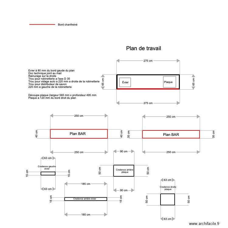 Plan travail CU 3. Plan de 0 pièce et 0 m2