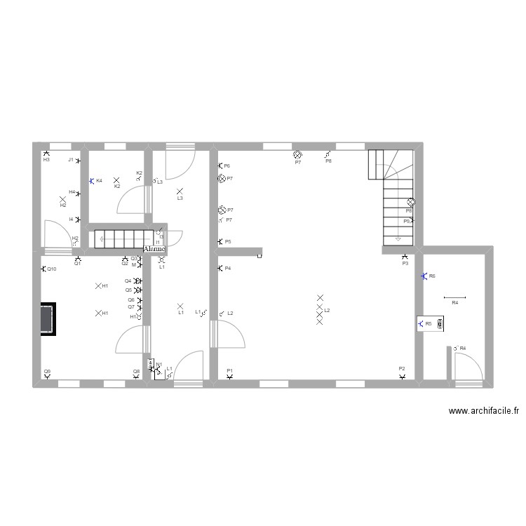 RDC Parents SAb. Plan de 5 pièces et 62 m2