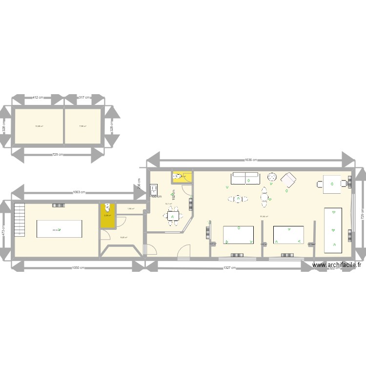 Local Bisons 2e version elec. Plan de 13 pièces et 168 m2