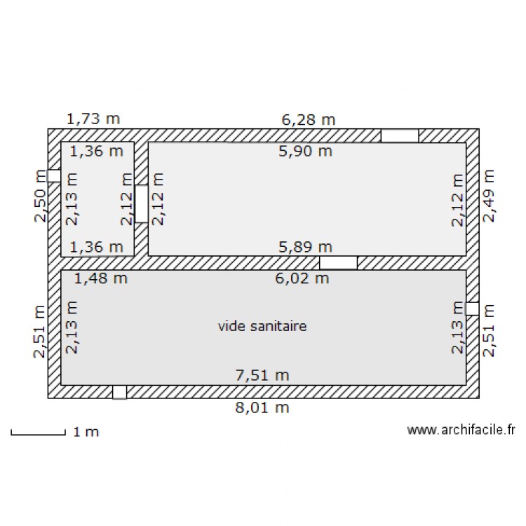 vide sanitaire. Plan de 0 pièce et 0 m2