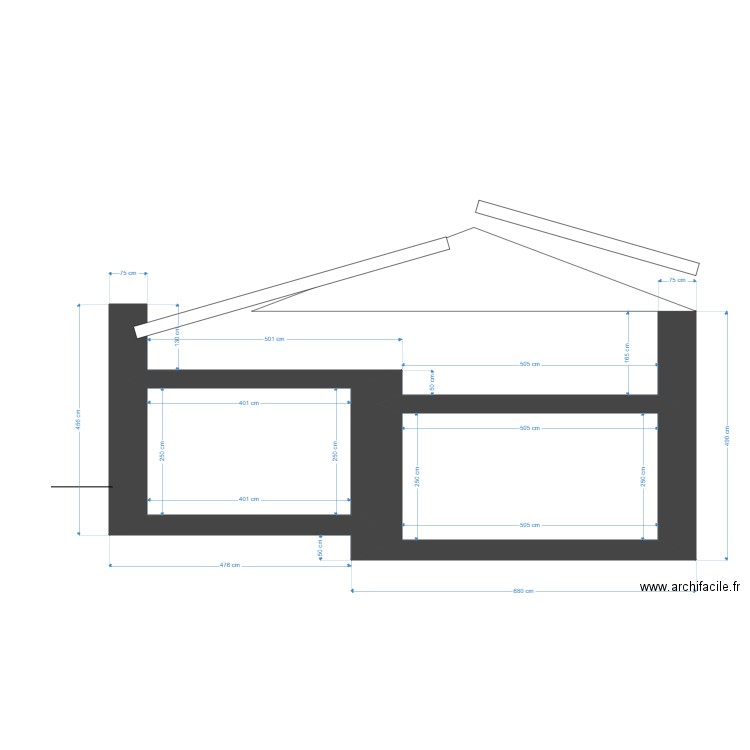 essai. Plan de 2 pièces et 23 m2