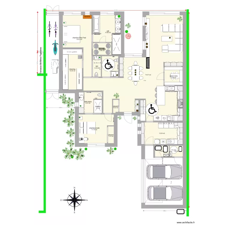 Villa Pascal 162m2  sans ouvertures int&eacute;rieures. Plan de 