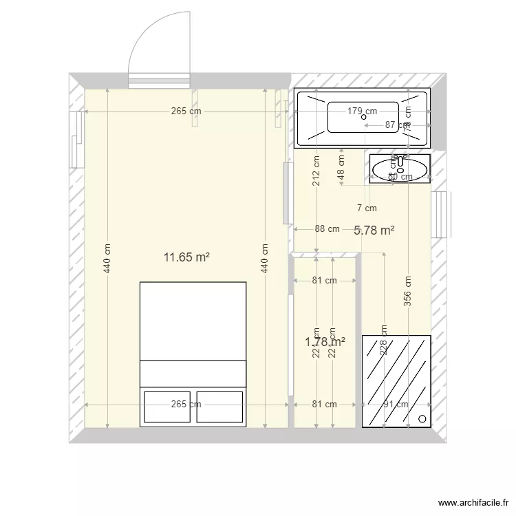 chambre sdb1. Plan de 