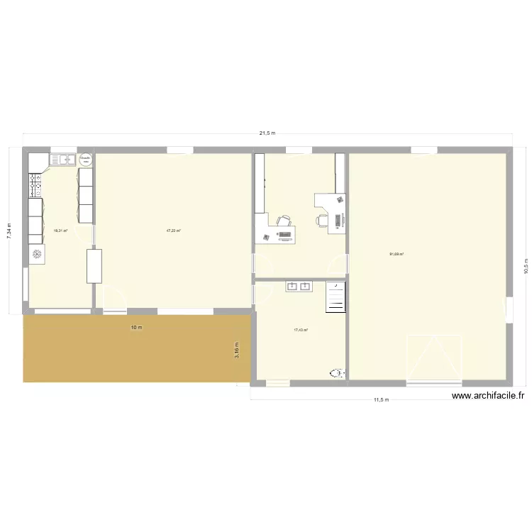 Depot. Plan de 4  et 176 m²
