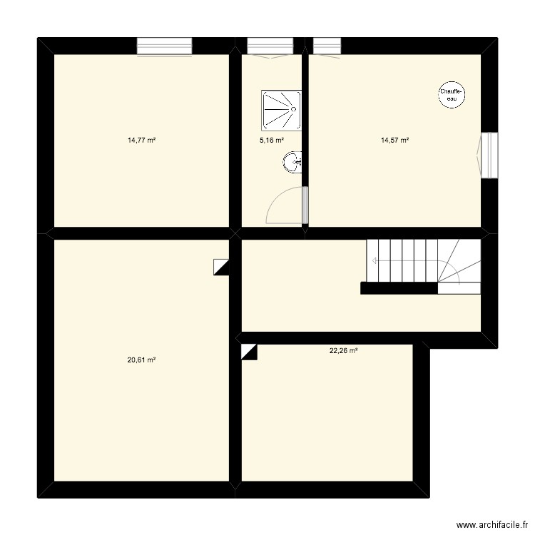 BI 12761. Plan de 5 pièces et 77 m2