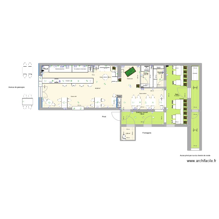 local asso. Plan de 8 pièces et 107 m2