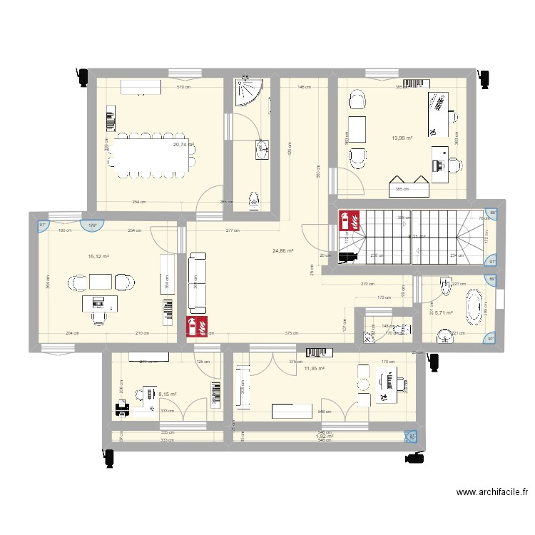 niveau 2 nesr dz. Plan de 9 pièces et 110 m2