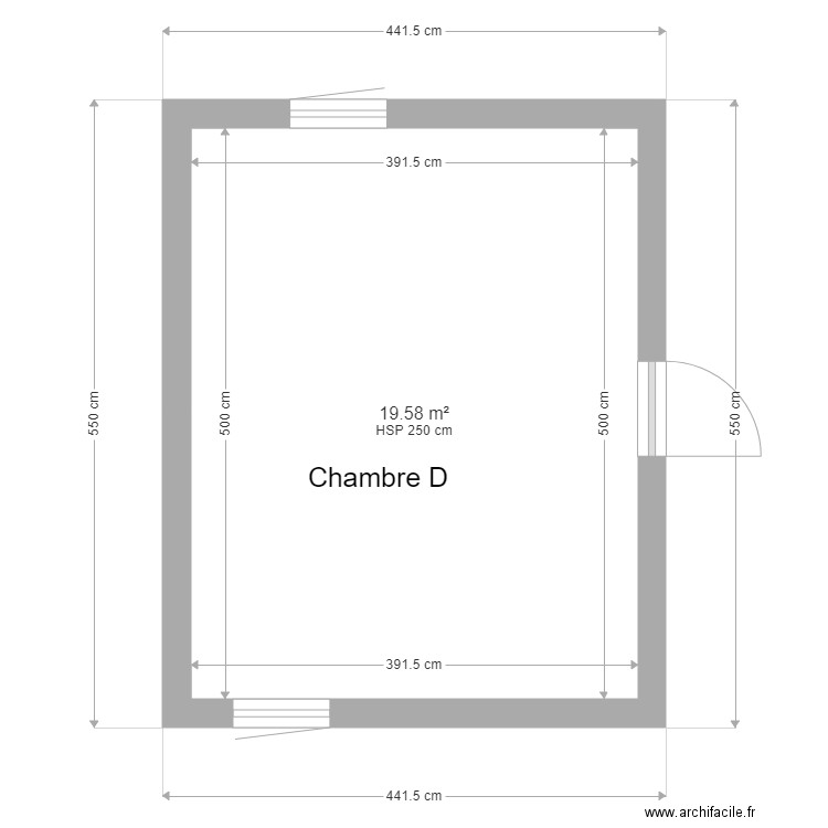 Chambre droite. Plan de 1 pièce et 20 m2