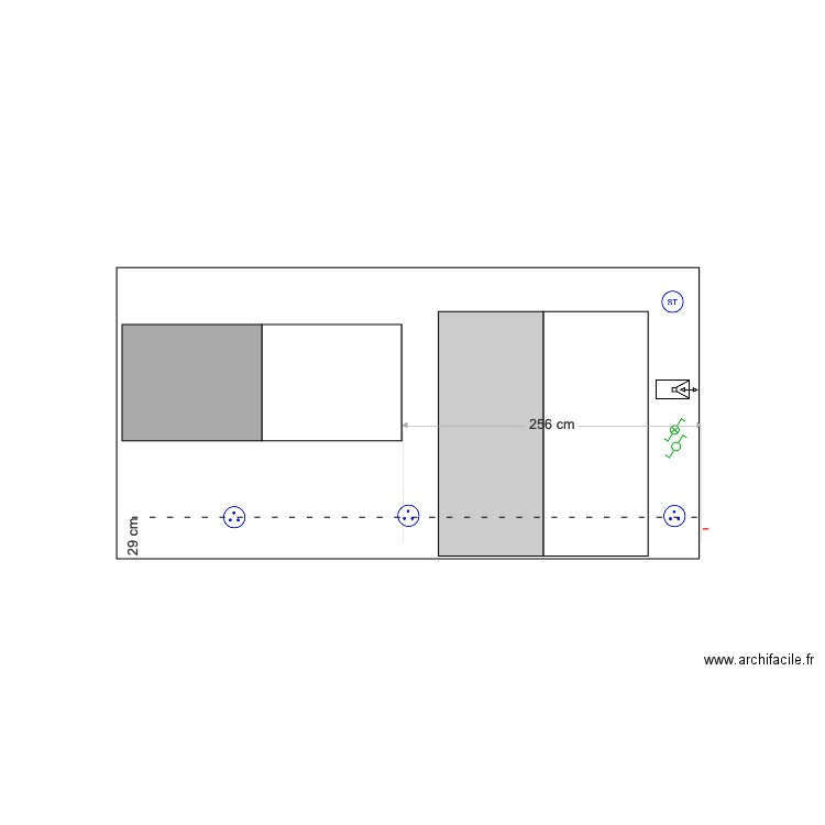 Cuisine implantation mur nord. Plan de 0 pièce et 0 m2