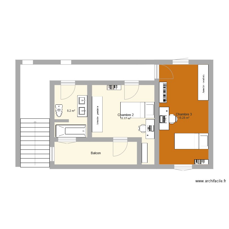 2ème niveau projet. Plan de 0 pièce et 0 m2