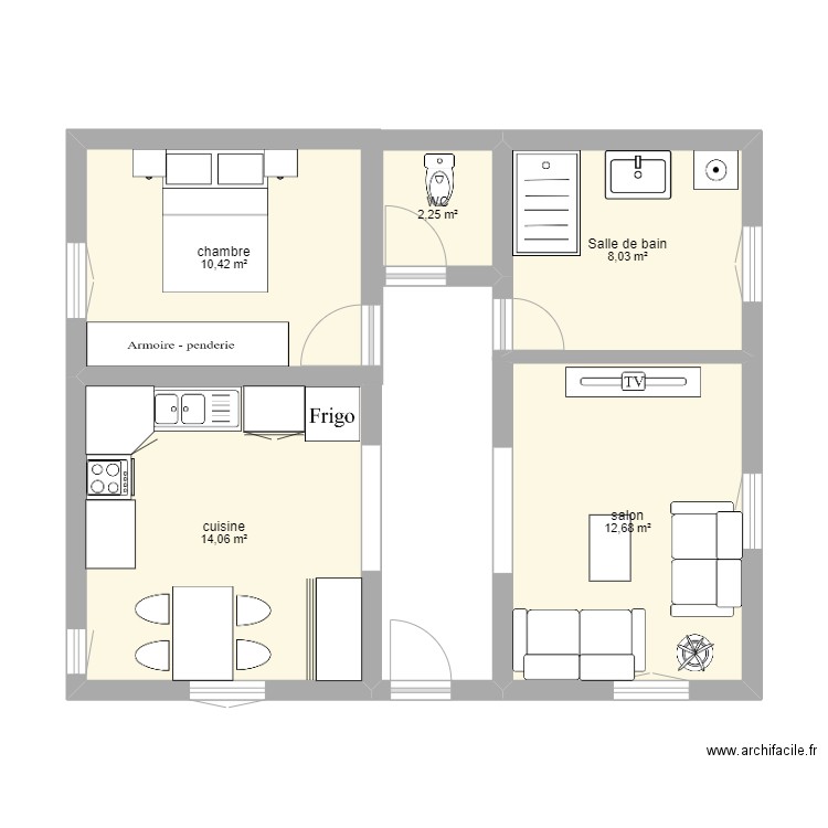 Appartement. Plan de 5 pièces et 47 m2