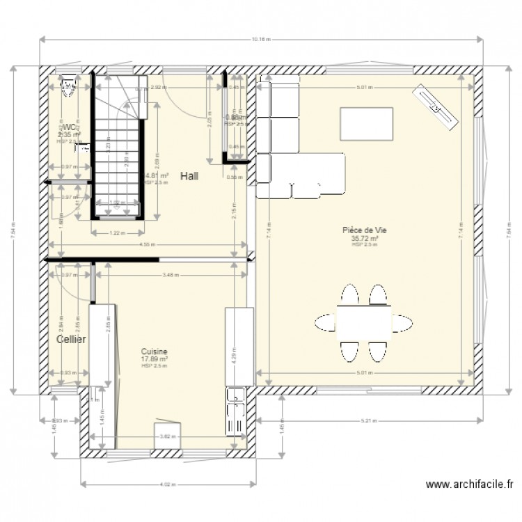 PLAN RDC PROJET SWENDER ROBERT. Plan de 5 pièces et 72 m2