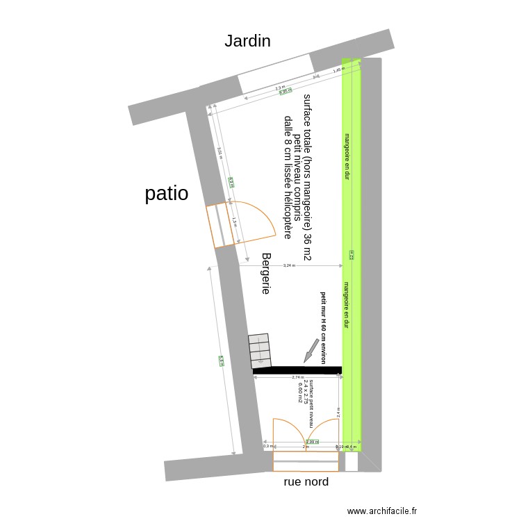 grange bergerie Faugères. Plan de 0 pièce et 0 m2