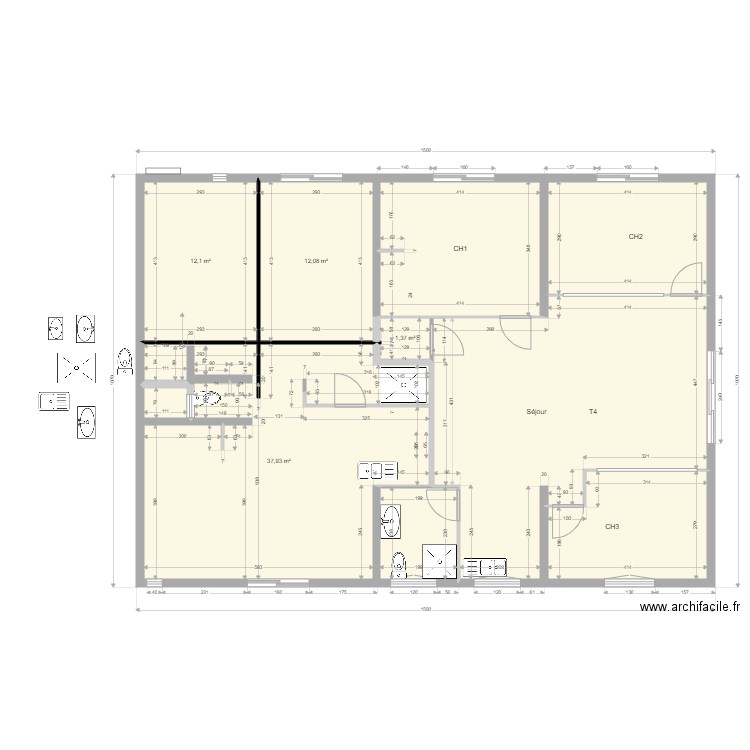 Yvrac Projet SSSOL avec Sandie. Plan de 10 pièces et 143 m2