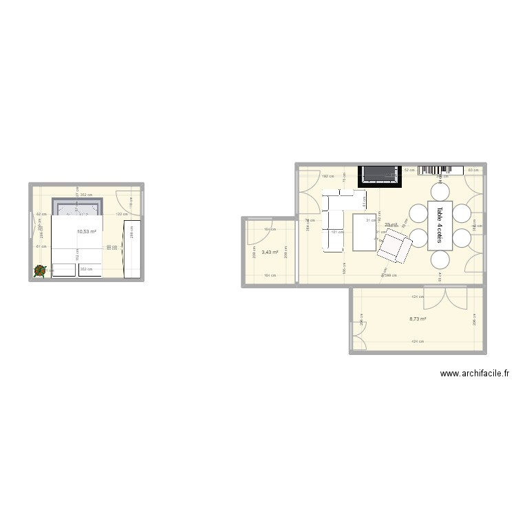 Appartement Johan. Plan de 4 pièces et 46 m2