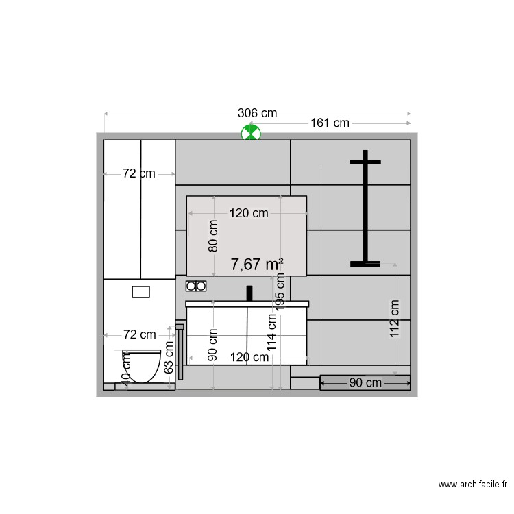 SdB AA face 3. Plan de 0 pièce et 0 m2