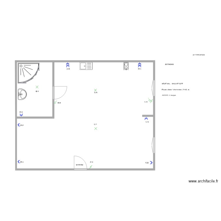 annexe. Plan de 2 pièces et 56 m2