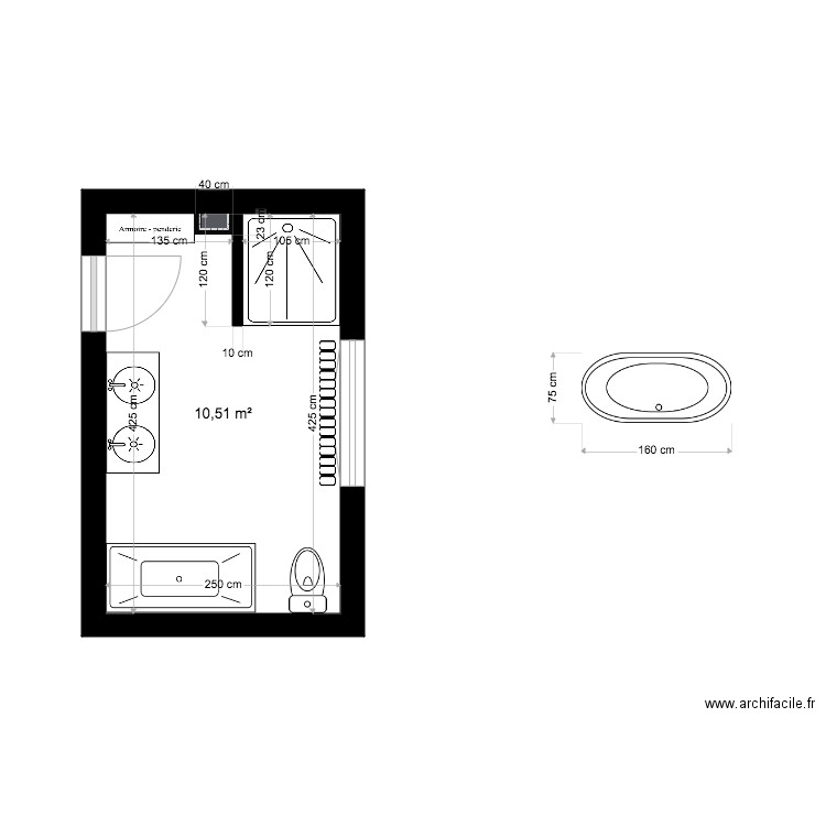 salle de bain. Plan de 0 pièce et 0 m2