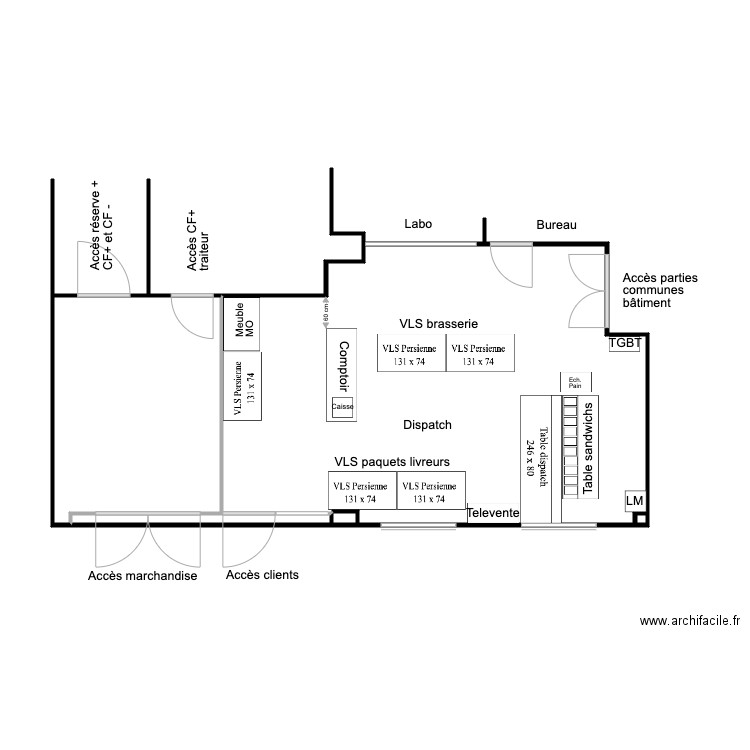 LABO VILLEBON DISPATCH CORNER. Plan de 4 pièces et 53 m2