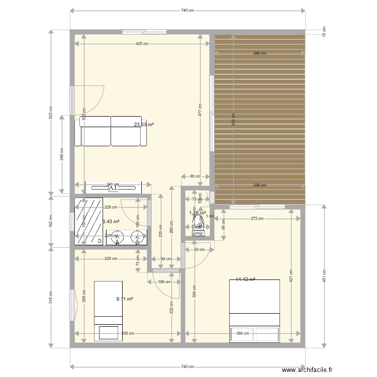 Maison Jumelée V3. Plan de 0 pièce et 0 m2