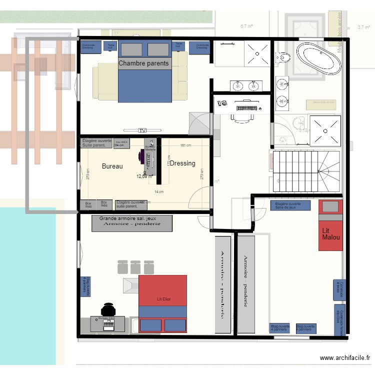 Maison courrendlin. Plan de 6 pièces et 132 m2