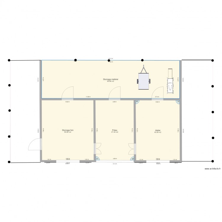 Hangar agricole. Plan de 0 pièce et 0 m2