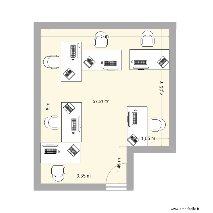 BUREAU. Plan de 1 pièce et 28 m2