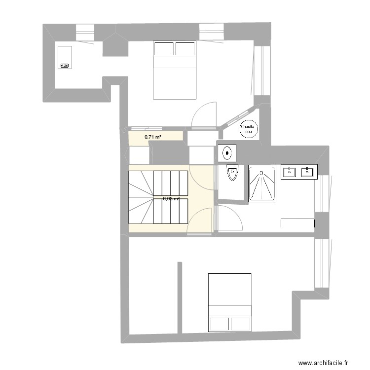 Etage_parents_Barraux V2. Plan de 2 pièces et 7 m2