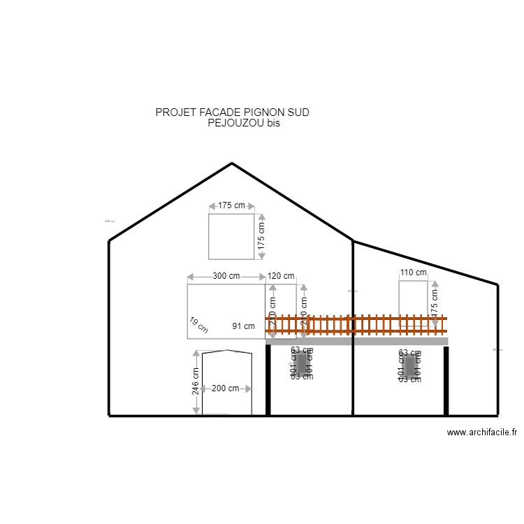 PROJET FACADE PIGNON SUD PEJOUZOU bis. Plan de 0 pièce et 0 m2