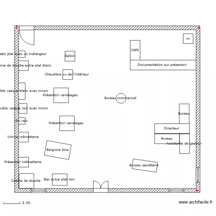 Plan bureau   salle d'exposition. Plan de 
