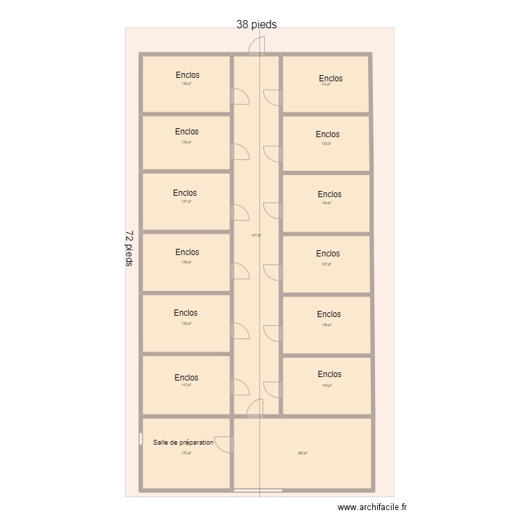 Abris animaux. Plan de 15 pièces et 234 m2